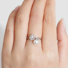 Load image into Gallery viewer, “Anemone”<br>Akoya Pearl Diamond Ring<br>1516B