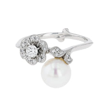 Load image into Gallery viewer, “Anemone”&lt;br&gt;Akoya Pearl Diamond Ring&lt;br&gt;1516B
