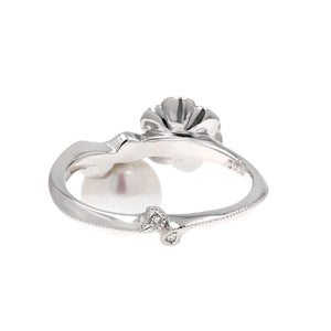 “Anemone”<br>Akoya Pearl Diamond Ring<br>1516B