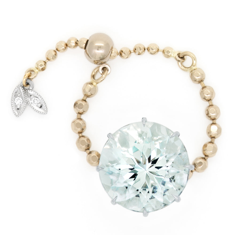 260GU<br>Round Brilliant Cut Aquamarine Chain-ring