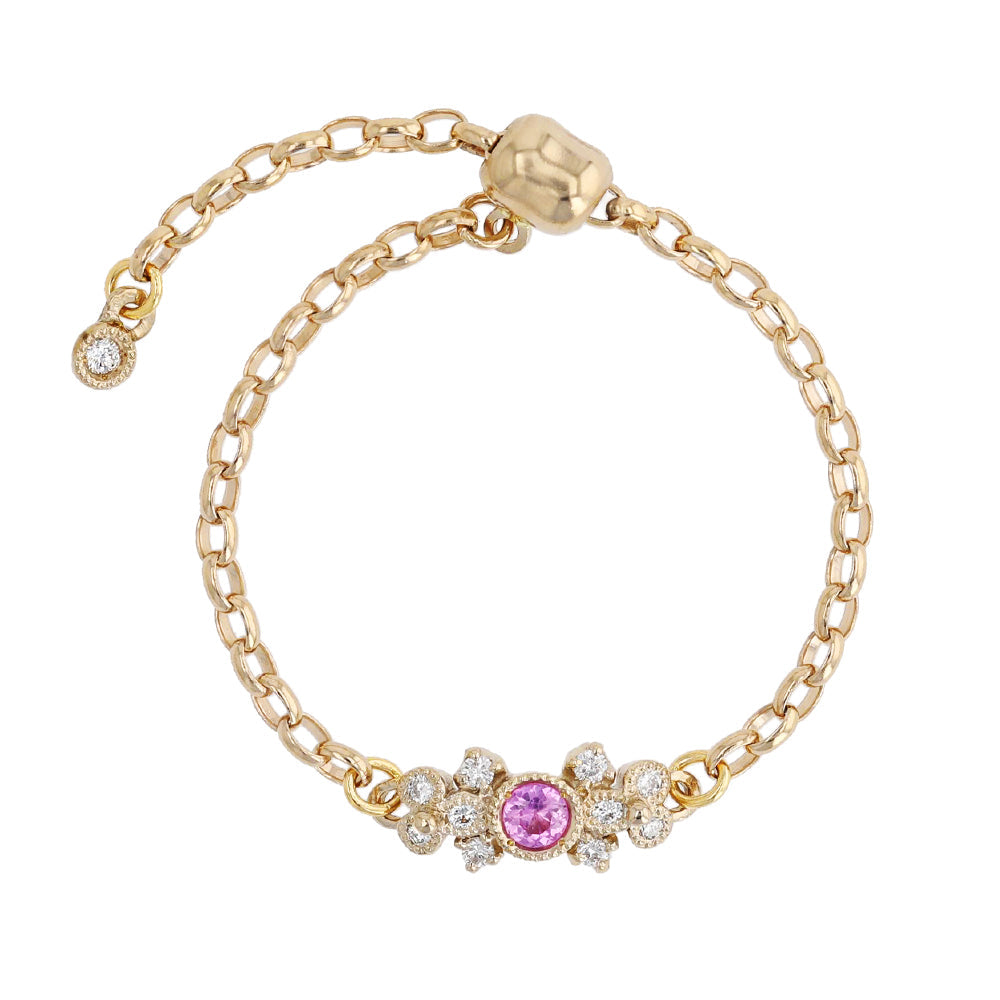 1510C Pink Sapphire Chain-ring<br>- bow -