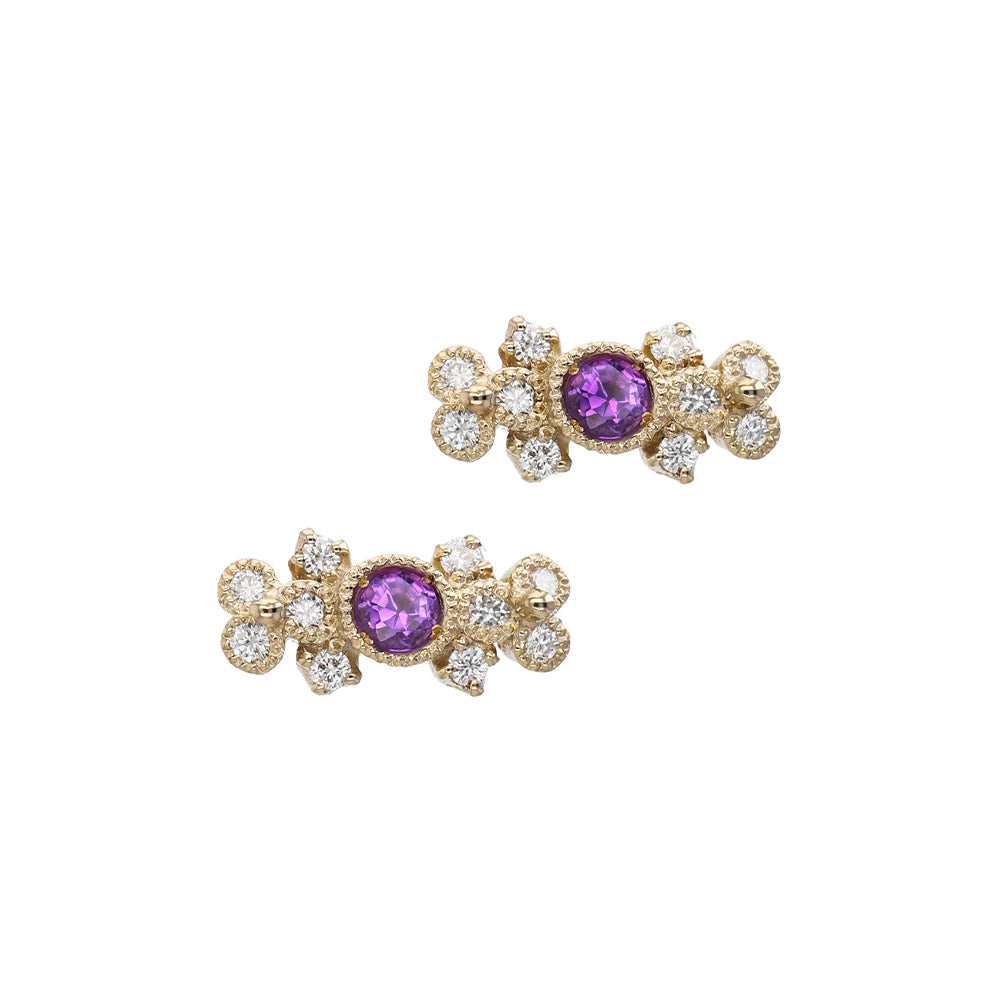 1509B Amethyst Earrings<br>- bow -