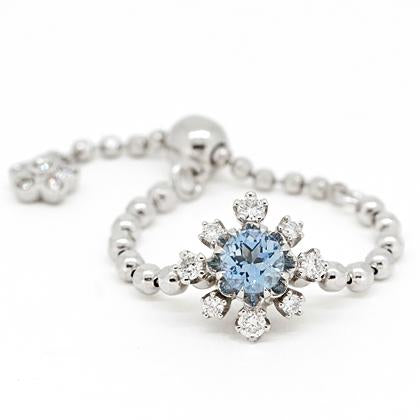 “snowflakes”<br>Aquamarine Chain-Ring<br>256AJ